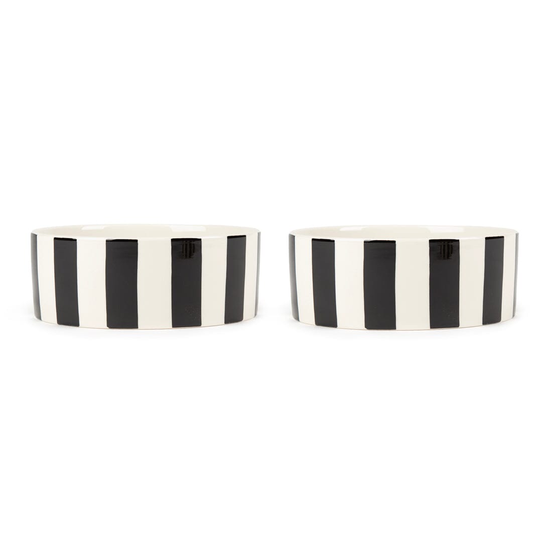 Amalfi Striped 2 Piece Dog Bowl Food & Water Bowl Set - Black Pet Bowls, Feeders & Waterers Scruffs®