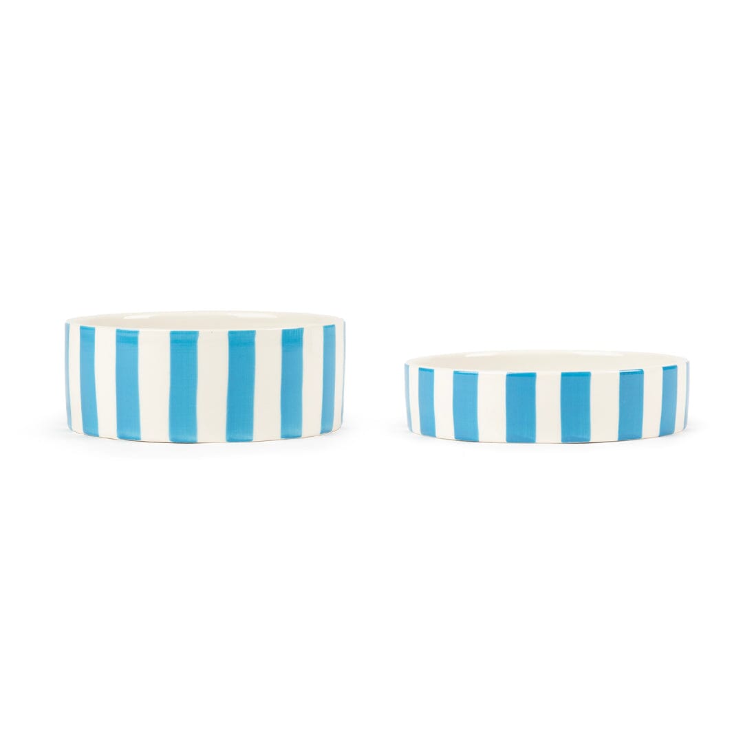 Amalfi Striped 2 Piece Cat Food Bowl & Saucer Set - Blue Pet Bowls, Feeders & Waterers Scruffs®