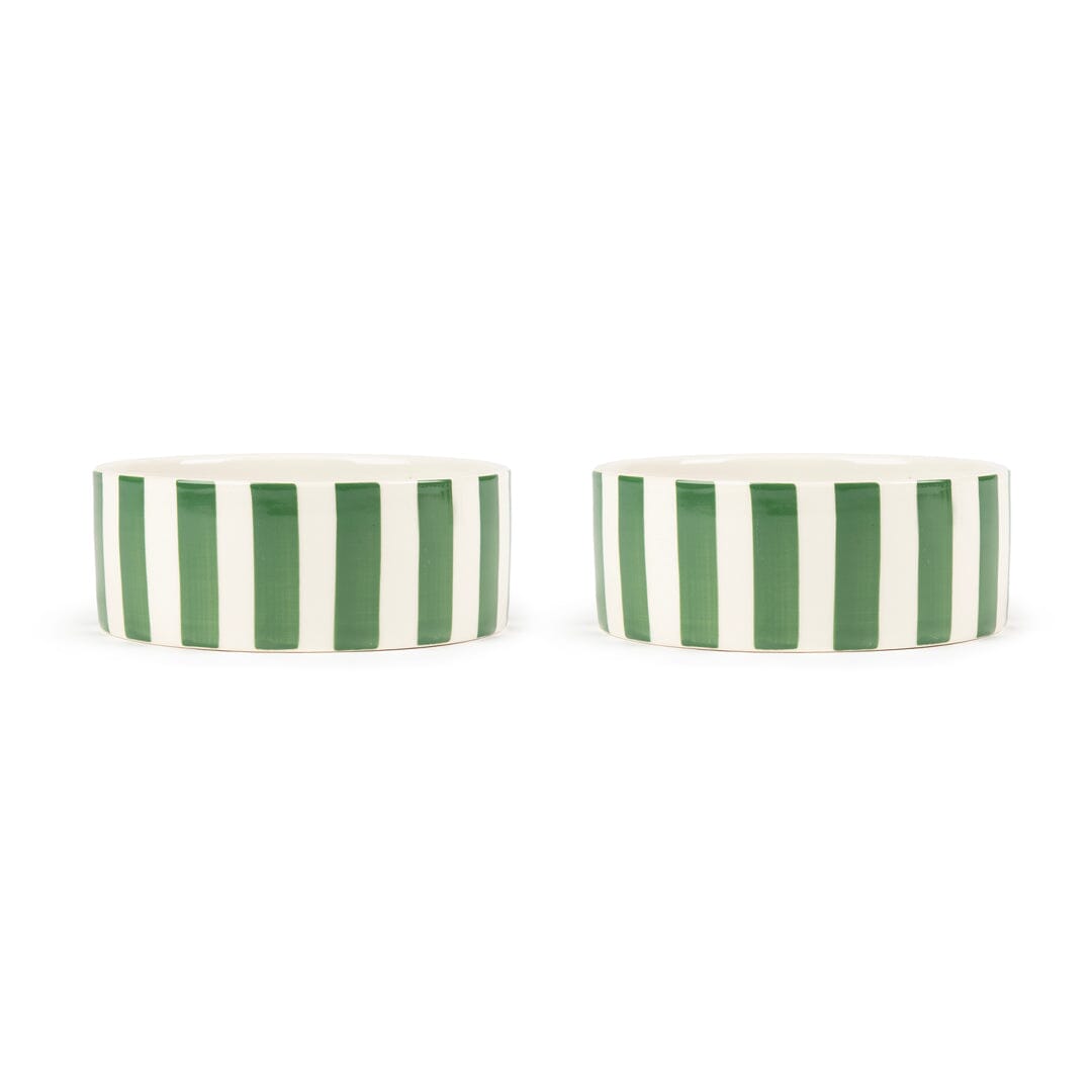 Amalfi Striped 2 Piece Dog Bowl Food & Water Bowl Set - Green Pet Bowls, Feeders & Waterers Scruffs®