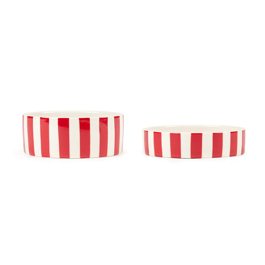 Amalfi Striped 2 Piece Cat Food Bowl & Saucer Set - Red Pet Bowls, Feeders & Waterers Scruffs®