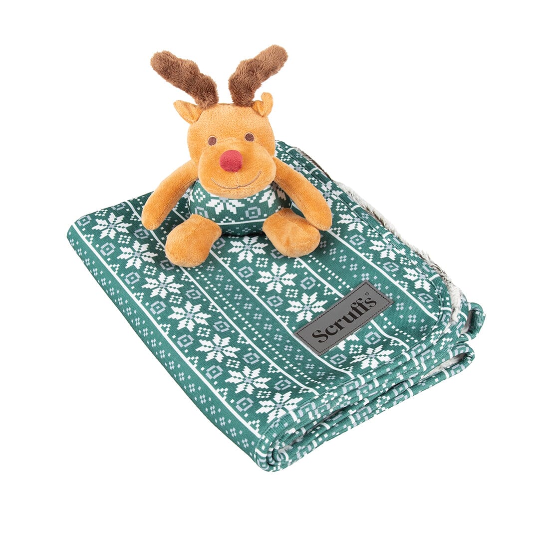 Santa Paws Blanket & Reindeer Gift Set - Green Dog Beds Scruffs®