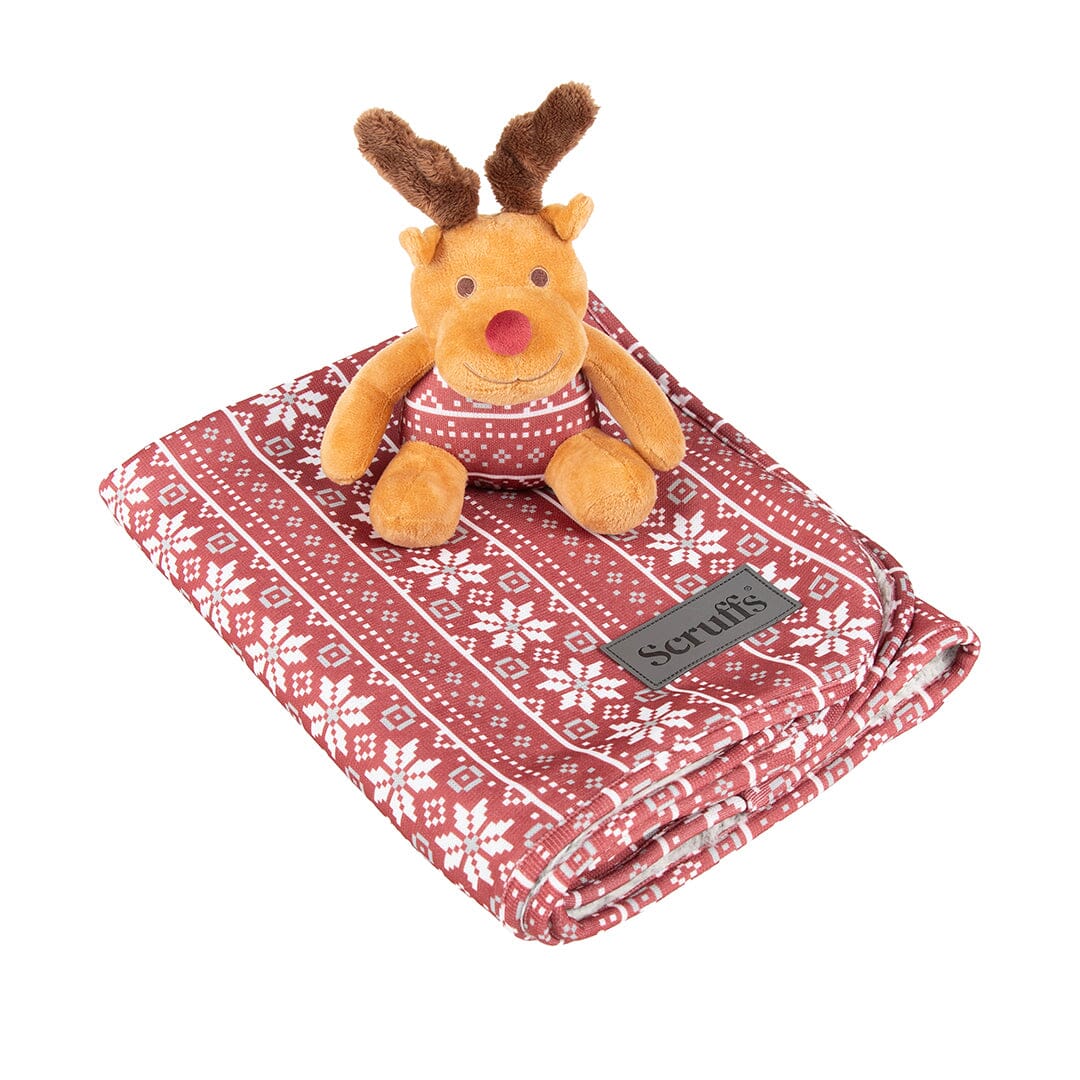 Santa Paws Blanket & Reindeer Gift Set - Red Dog Beds Scruffs®
