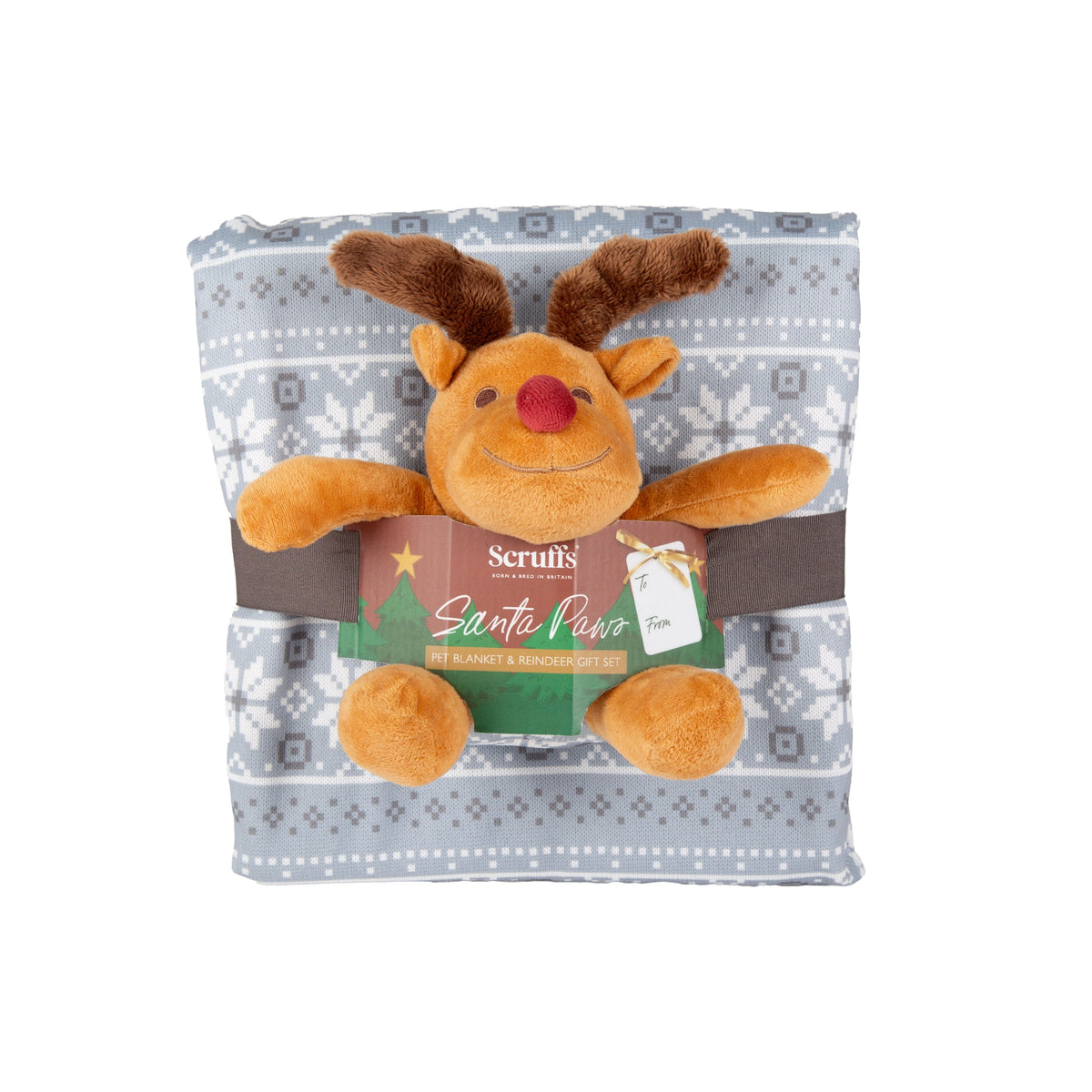 Santa Paws Blanket & Reindeer Gift Set - Grey Dog Beds Scruffs®