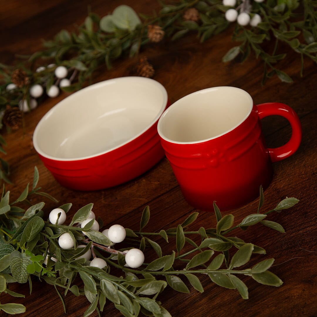 Winters Tail Food Bowl 15cm & Mug Gift Set - Red Pet Bowls, Feeders & Waterers Scruffs®