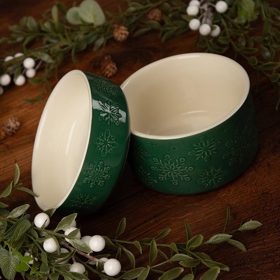 Snow Bowl Food & Drink Bowl Gift Set - Green Pet Bowls, Feeders & Waterers Scruffs®