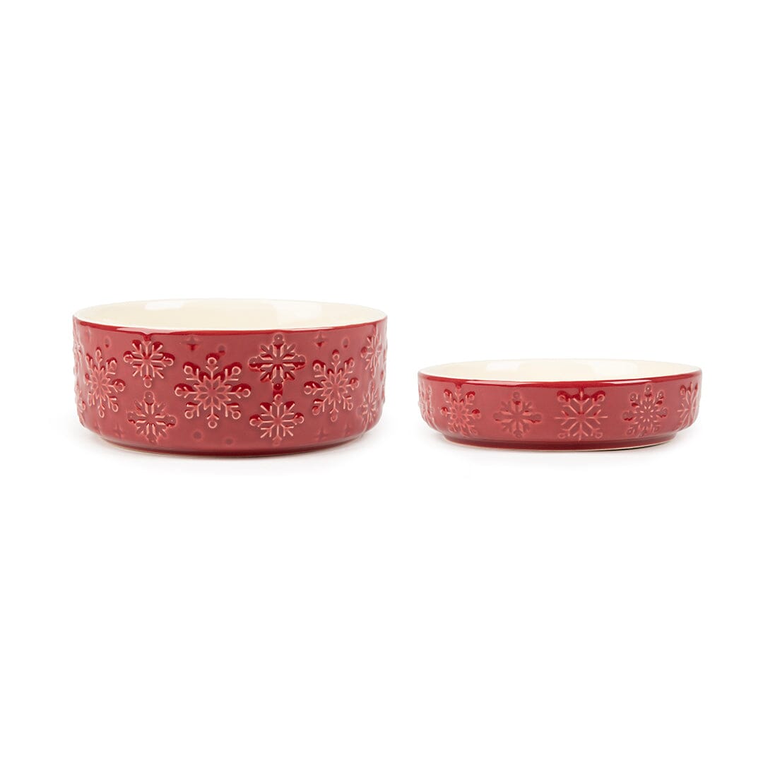 Snow Bowl Food & Saucer Gift Set - Burgundy Pet Bowls, Feeders & Waterers Scruffs®
