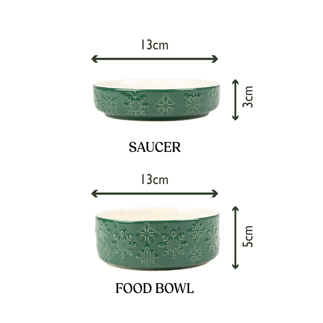Snow Bowl Food & Saucer Gift Set - Green Pet Bowls, Feeders & Waterers Scruffs®