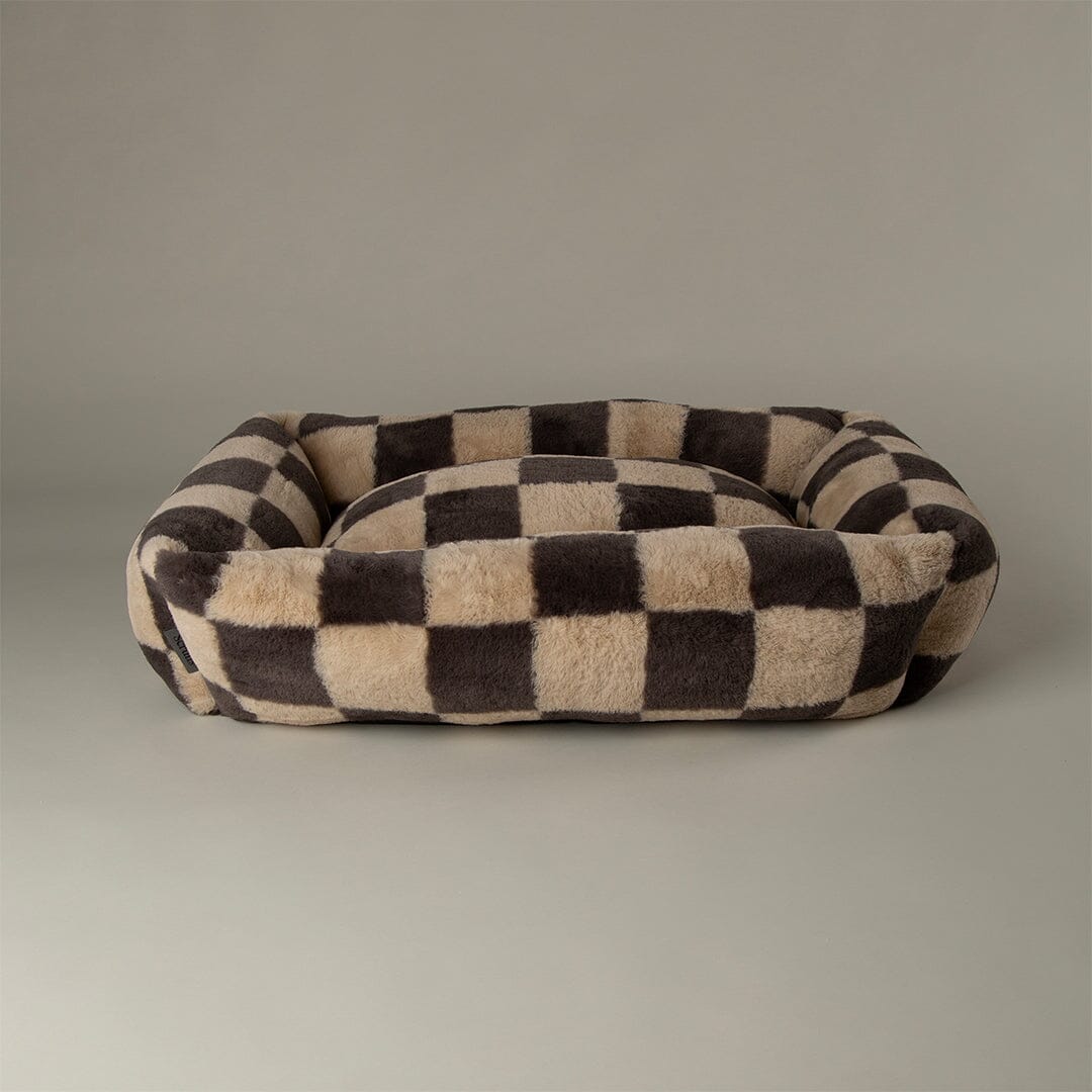 Checkerboard Box Bed - Grey/Cream Dog Beds Scruffs®