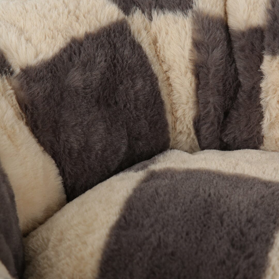 Checkerboard Round Cat Bed - Grey/Cream Cat Bed Scruffs®