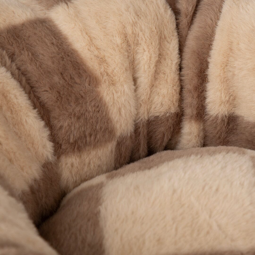 Checkerboard Round Cat Bed - Taupe/Cream Cat Bed Scruffs®