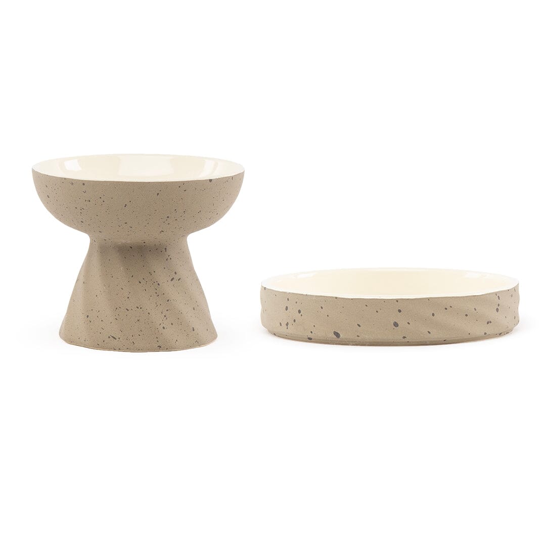 Zen 2 Piece Cat Raised Cat Feeder & Saucer Set - Brown Pet Bowls, Feeders & Waterers Scruffs®