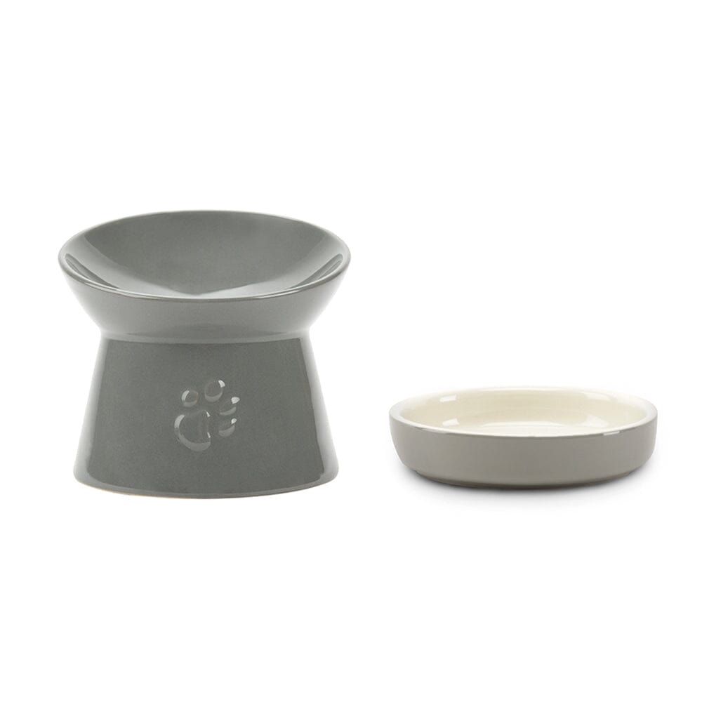 Classic Raised Cat Feeder Bowl & Saucer Set - Grey Pet Bowls, Feeders & Waterers Scruffs®