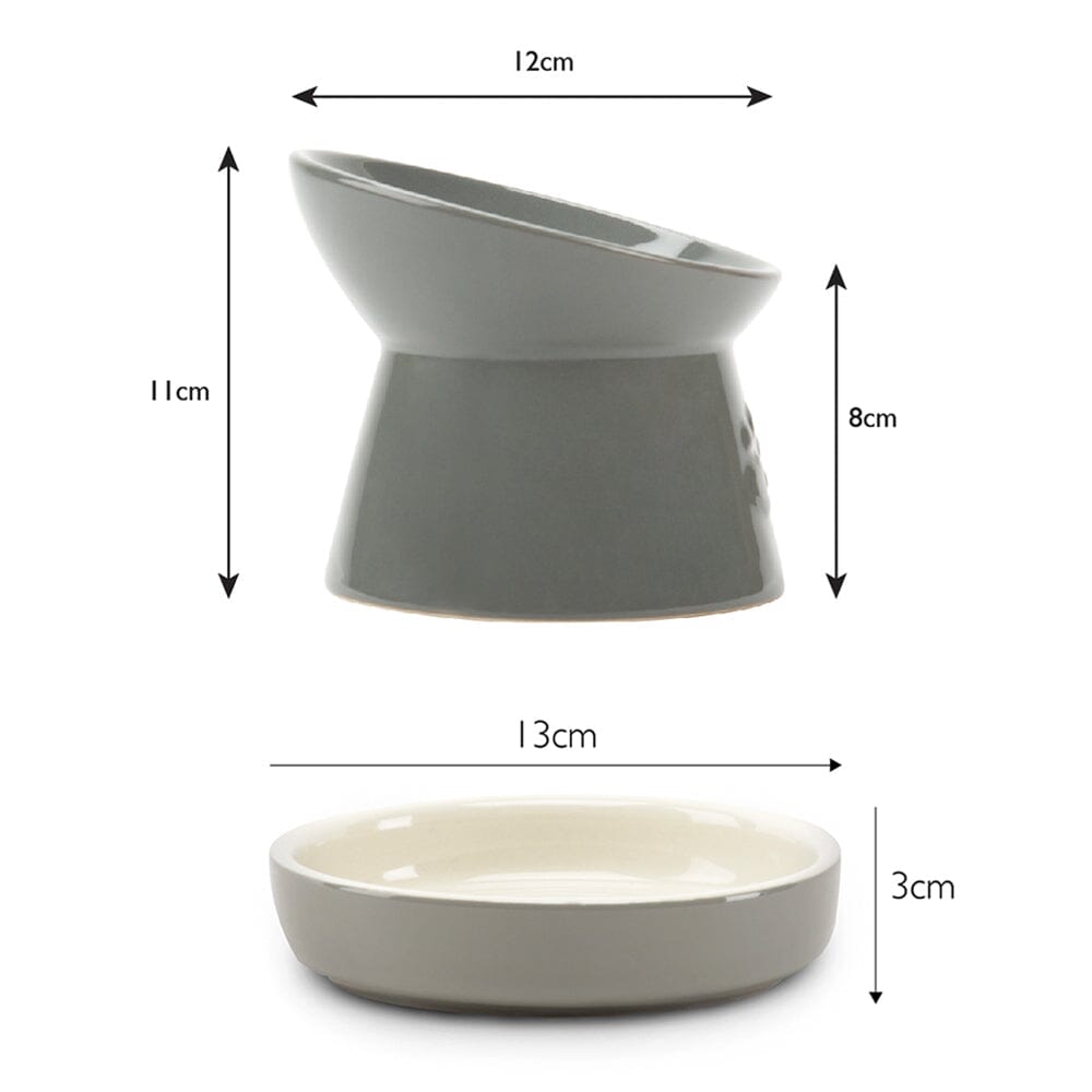 Classic Raised Cat Feeder Bowl & Saucer Set - Grey Pet Bowls, Feeders & Waterers Scruffs®