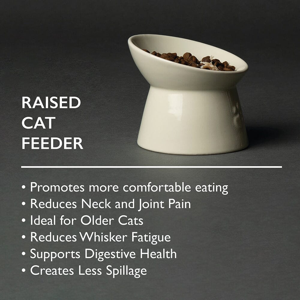 Icon Raised Cat Feeder Bowl & Saucer Set - Cream Pet Bowls, Feeders & Waterers Scruffs®
