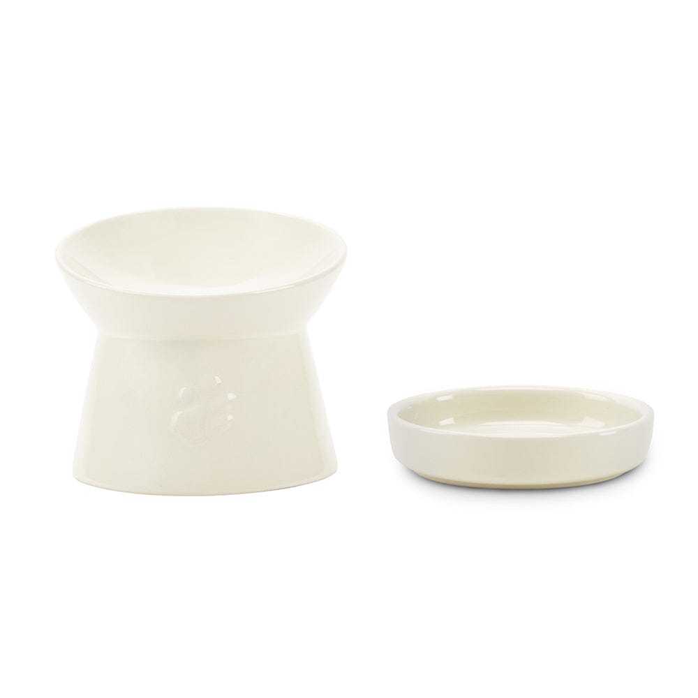 Icon Raised Cat Feeder Bowl & Saucer Set - Cream Pet Bowls, Feeders & Waterers Scruffs®