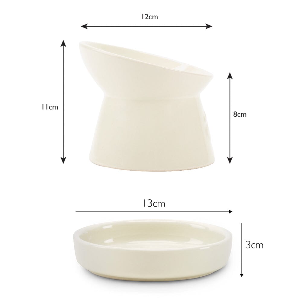 Icon Raised Cat Feeder Bowl & Saucer Set - Cream Pet Bowls, Feeders & Waterers Scruffs®