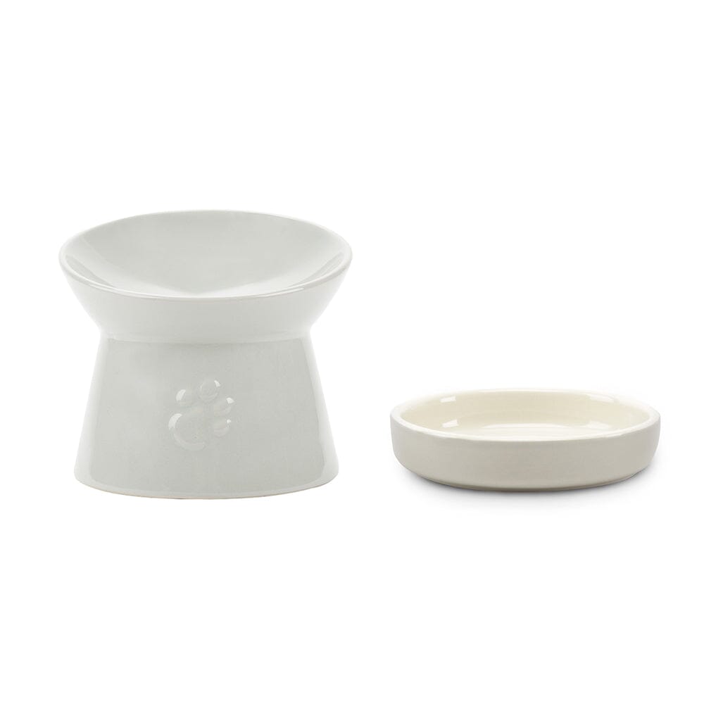 Icon Raised Cat Feeder Bowl & Saucer Set - Light Grey Pet Bowls, Feeders & Waterers Scruffs®