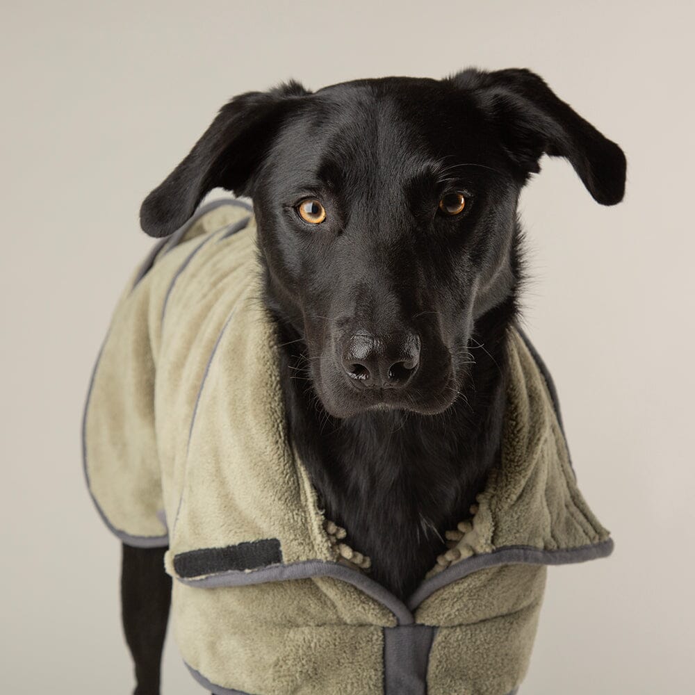Expedition Deluxe Noodle & Microfibre Dog Drying Coat in Khaki Green