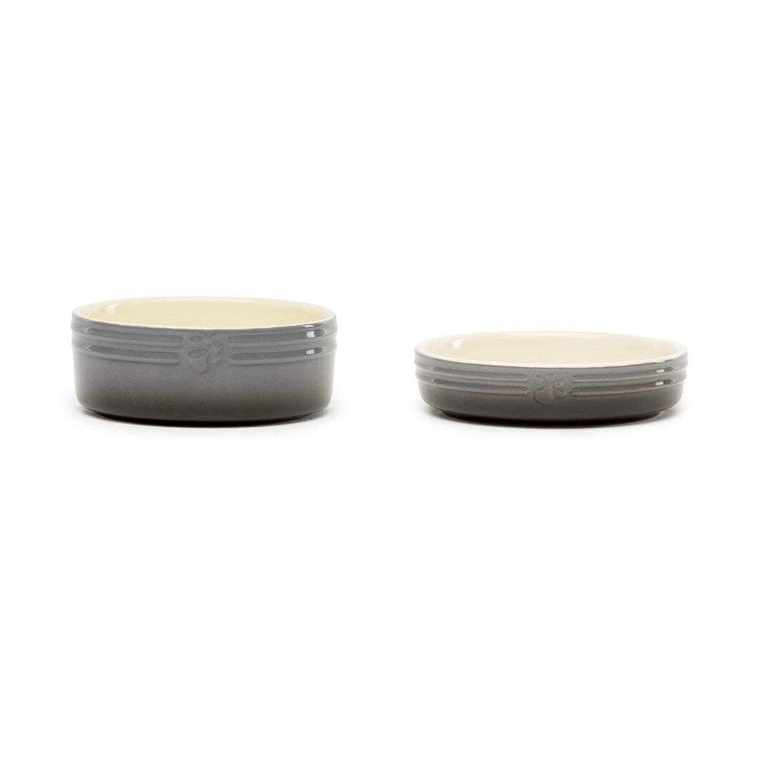 Ombre 2 Piece Cat Food Bowl & Saucer Set - Grey