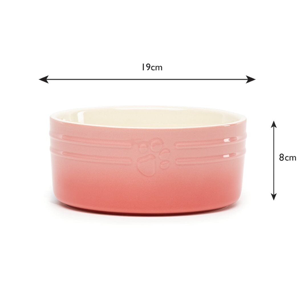 Ombre 2 Piece Dog Food & Water Bowl Set in Pink dog bowl dimensions