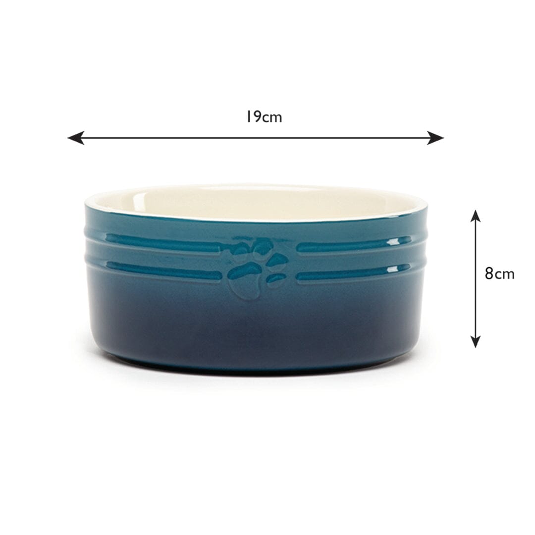 Ombre 2 Piece Dog Food & Water Bowl Set in Blue, dog bowl dimensions