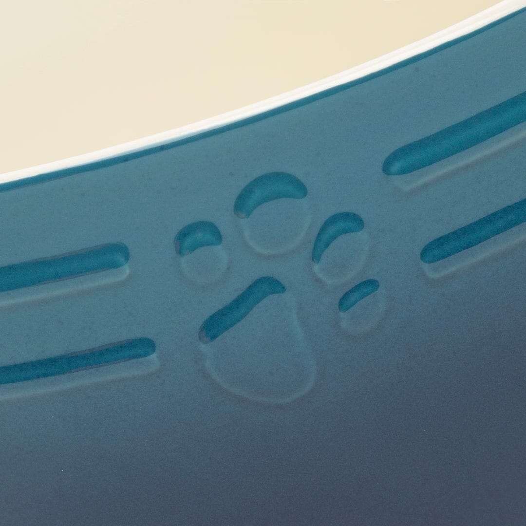 Close up of Scruffs Ombre pet bowl in Blue