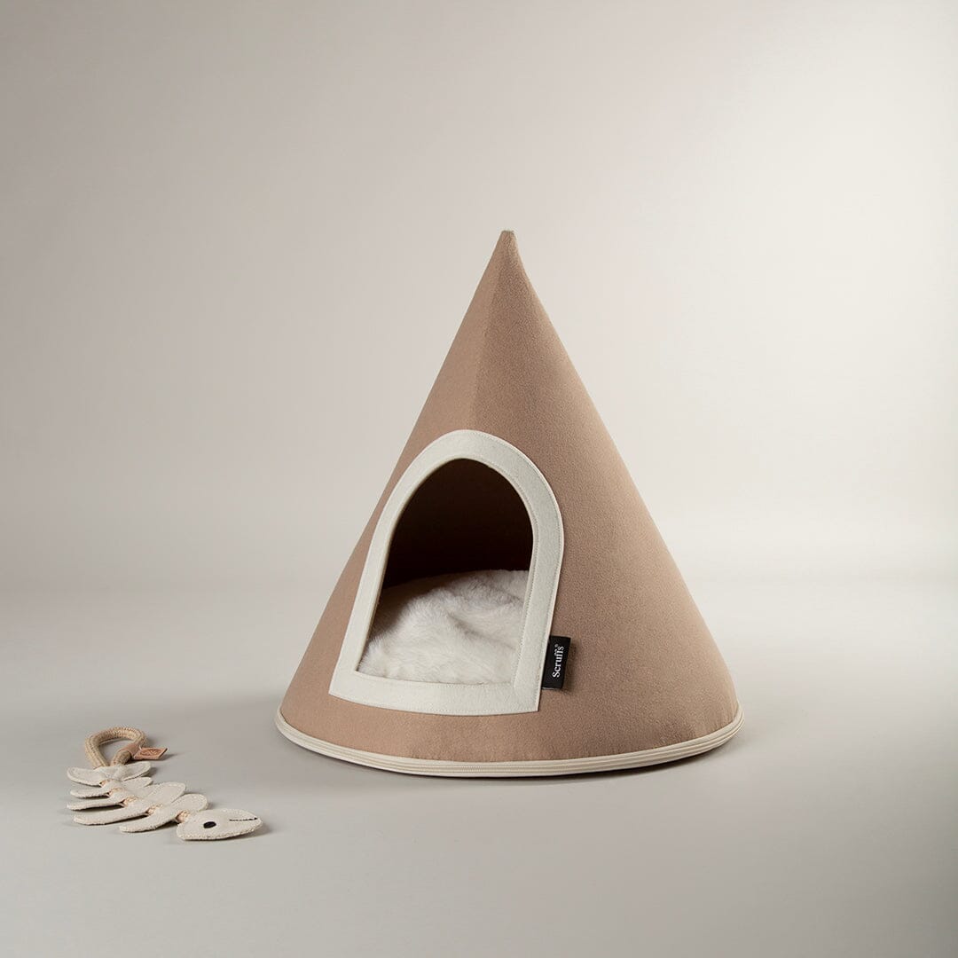 Stockholm Felt Cone Cat Bed - Tan Cat Bed Scruffs®