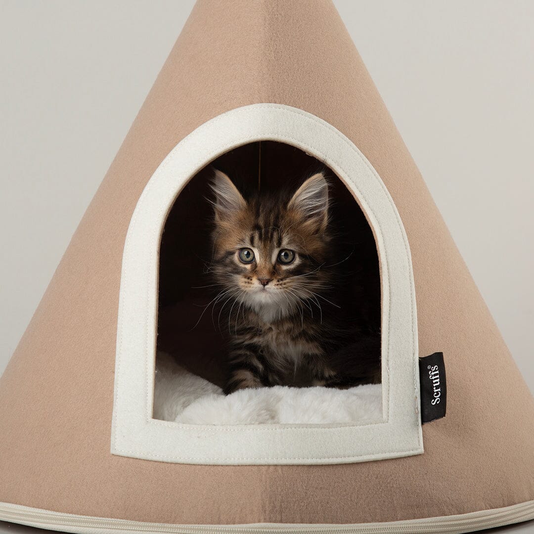 Stockholm Felt Cone Cat Bed - Tan Cat Bed Scruffs®