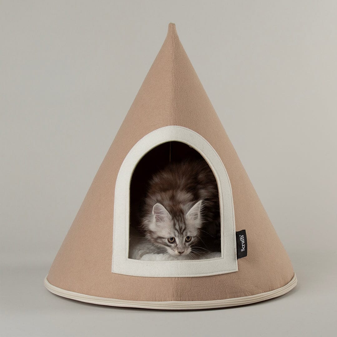 Stockholm Felt Cone Cat Bed - Tan Cat Bed Scruffs®