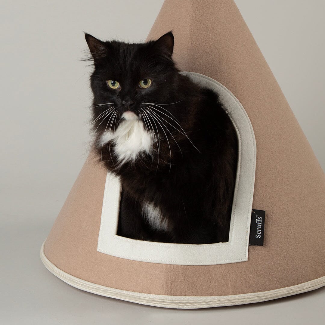 Stockholm Felt Cone Cat Bed - Tan Cat Bed Scruffs®