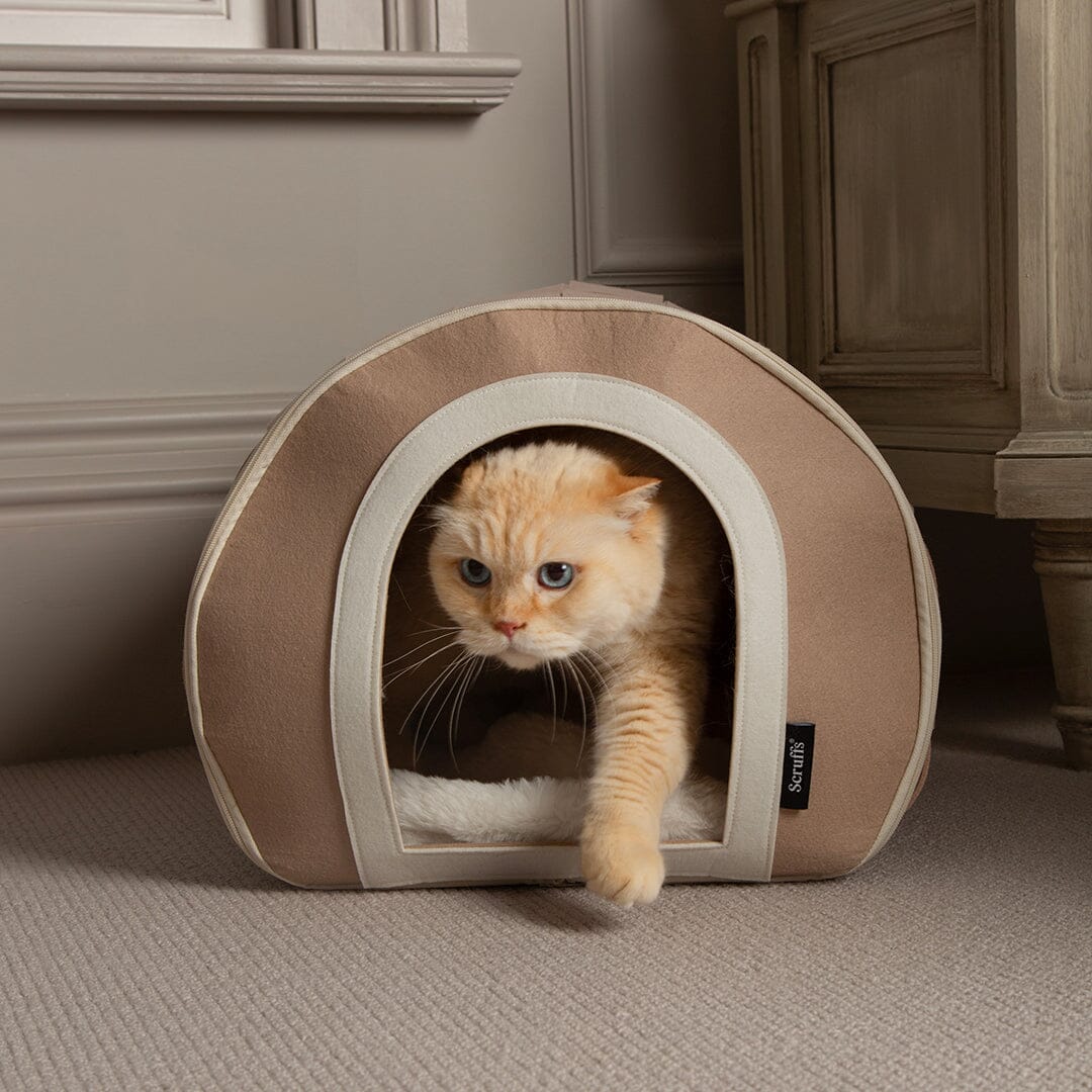 Stockholm Felt Cave Cat Bed - Tan Cat Bed Scruffs®