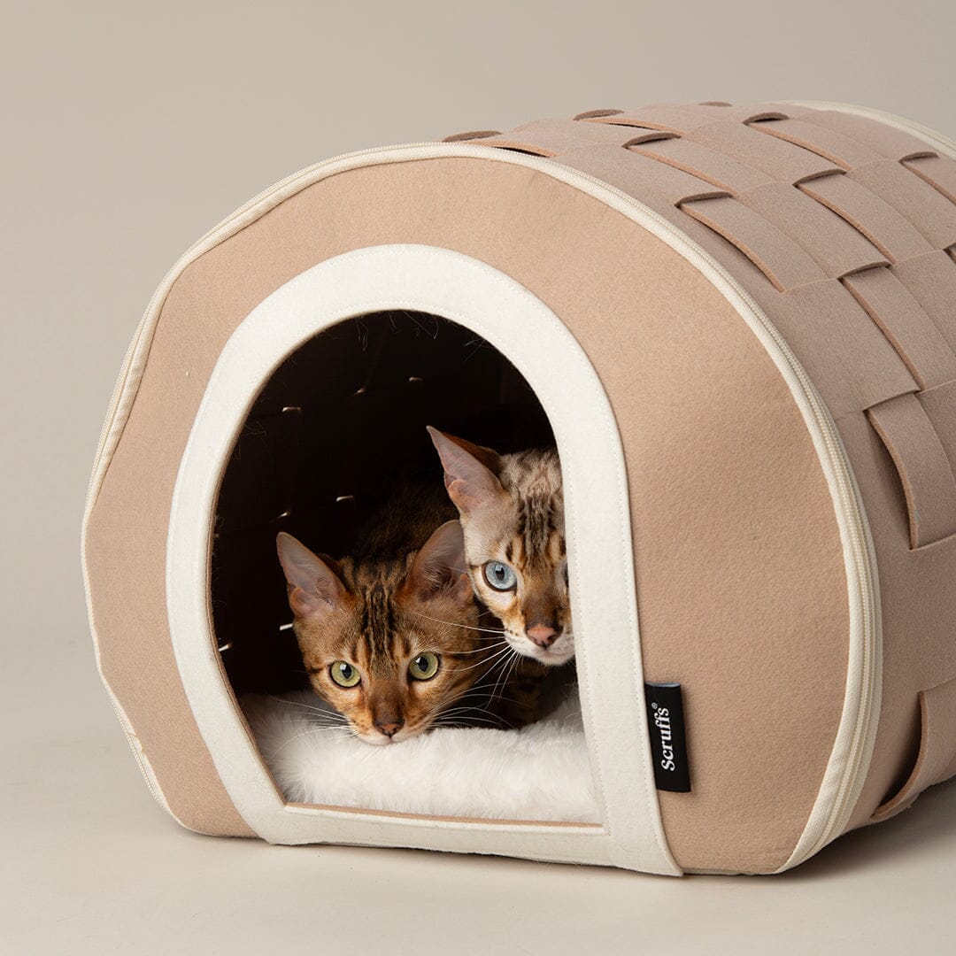 Stockholm Felt Cave Cat Bed - Tan Cat Bed Scruffs®