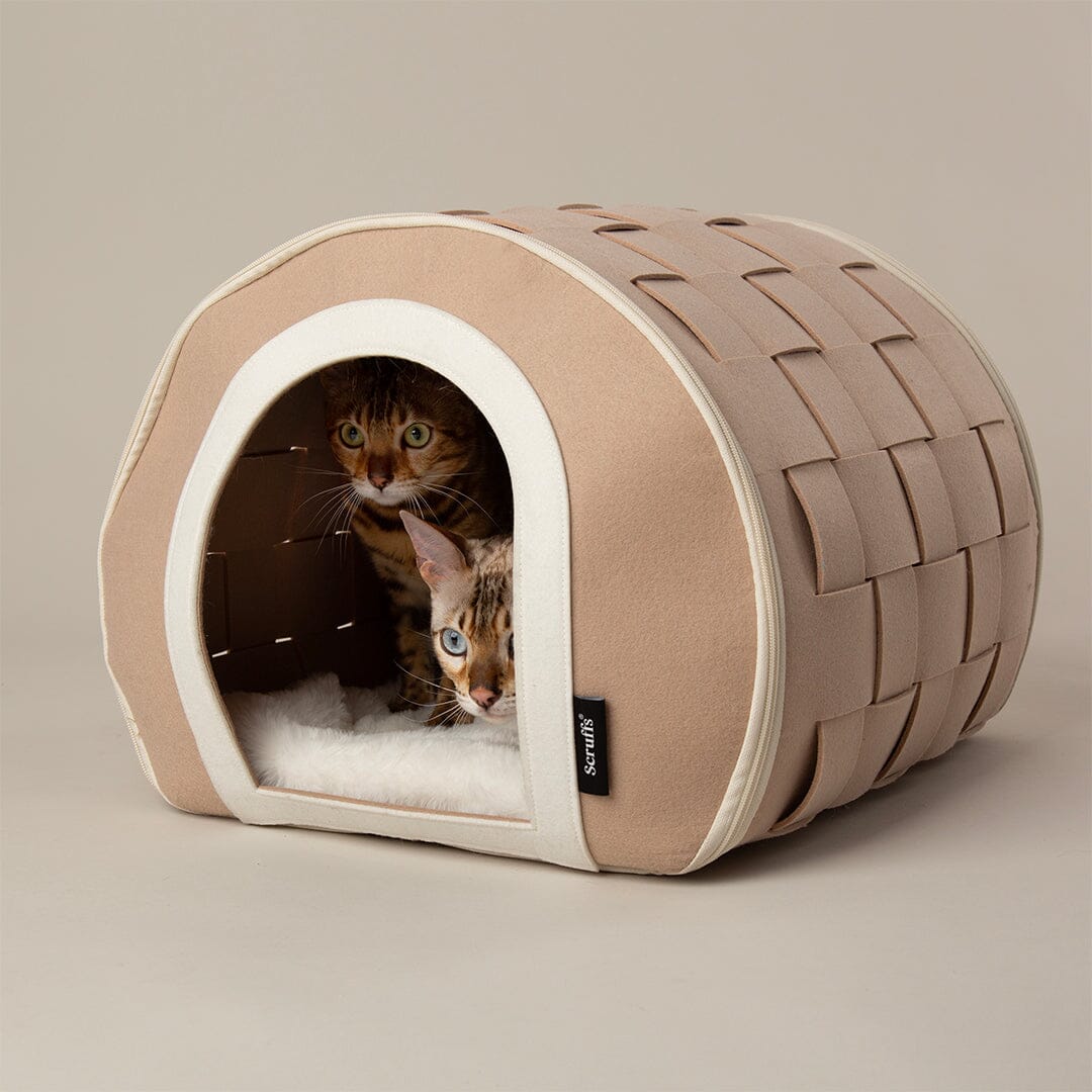 Stockholm Felt Cave Cat Bed - Tan Cat Bed Scruffs®