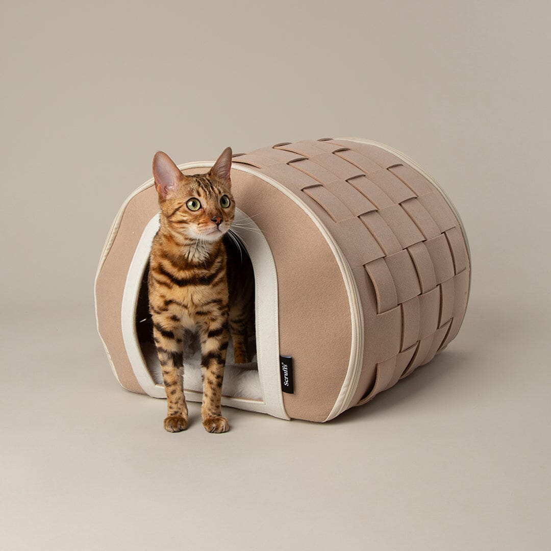 Stockholm Felt Cave Cat Bed - Tan Cat Bed Scruffs®