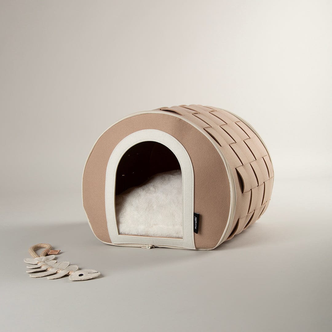 Stockholm Felt Cave Cat Bed - Tan Cat Bed Scruffs®