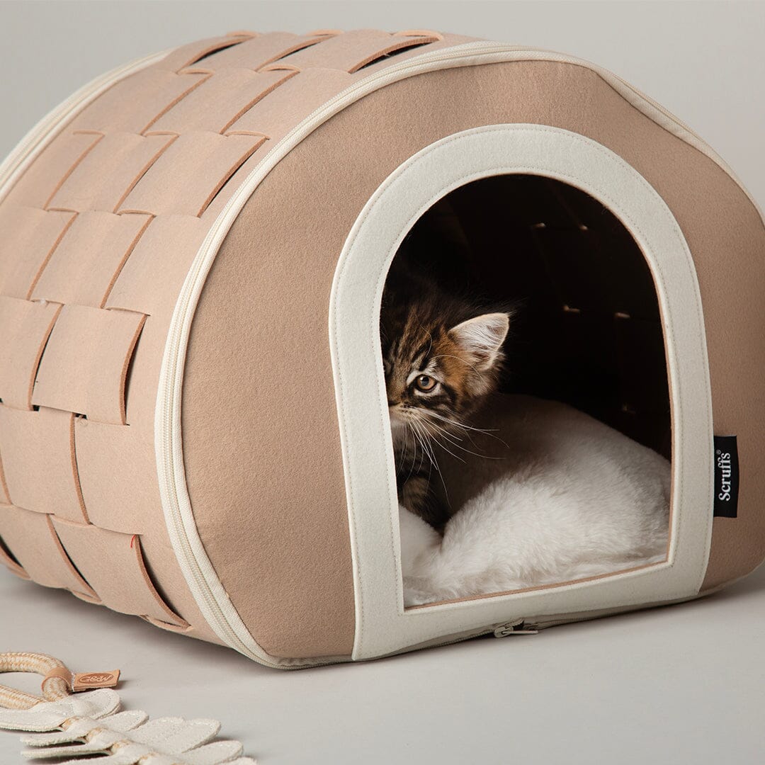 Stockholm Felt Cave Cat Bed - Tan Cat Bed Scruffs®
