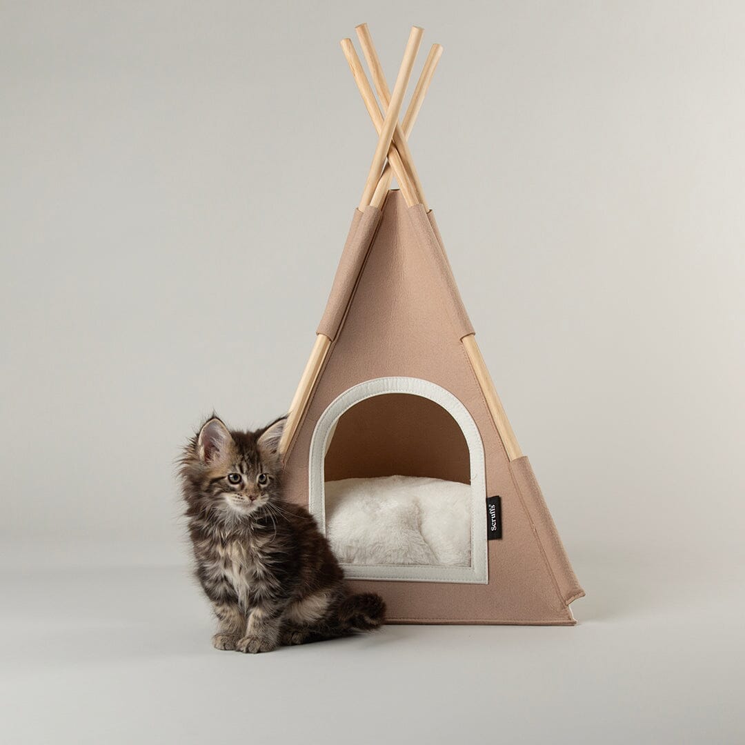 Stockholm Felt TeePee Cat Bed - Tan Cat Bed Scruffs®
