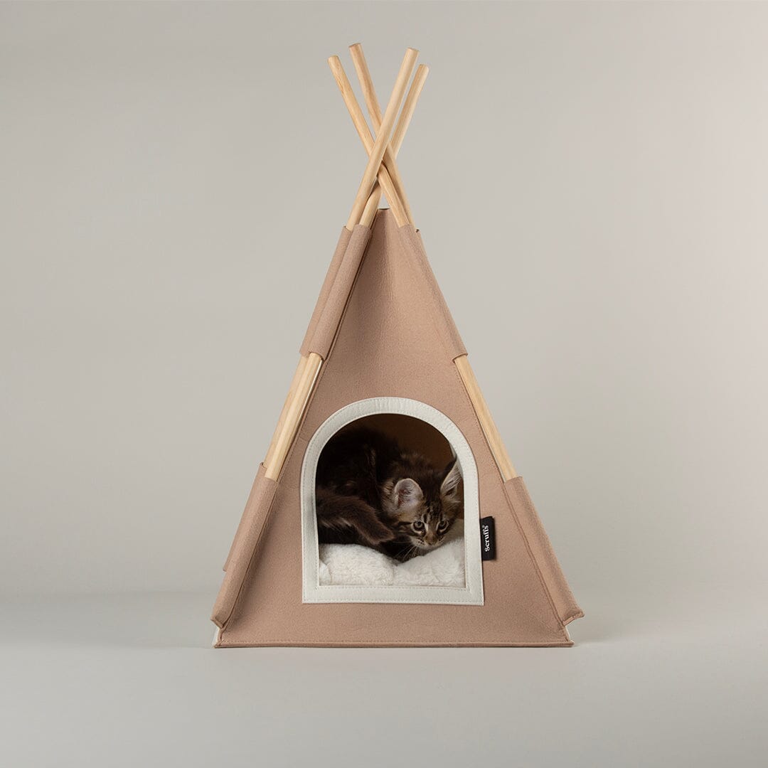 Stockholm Felt TeePee Cat Bed - Tan Cat Bed Scruffs®