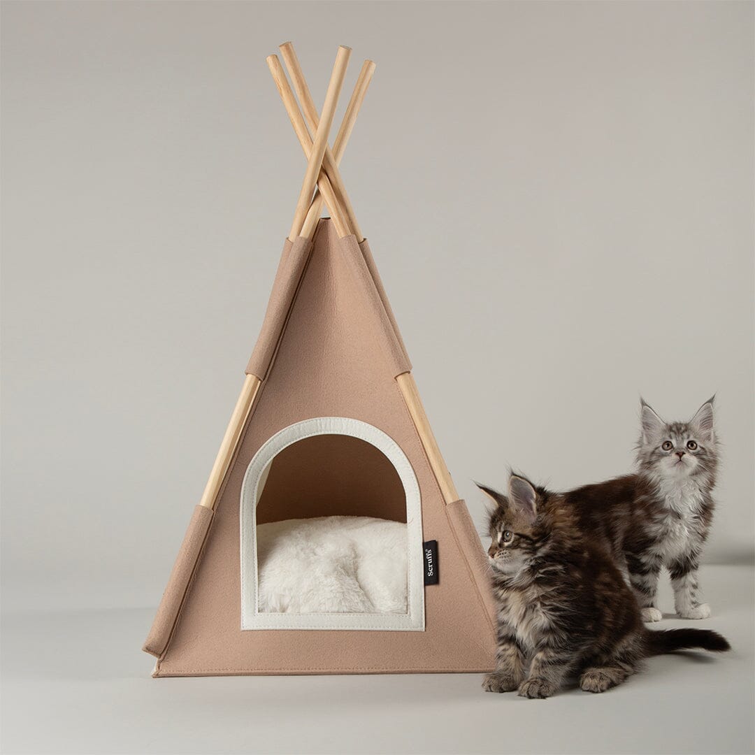 Stockholm Felt TeePee Cat Bed - Tan Cat Bed Scruffs®