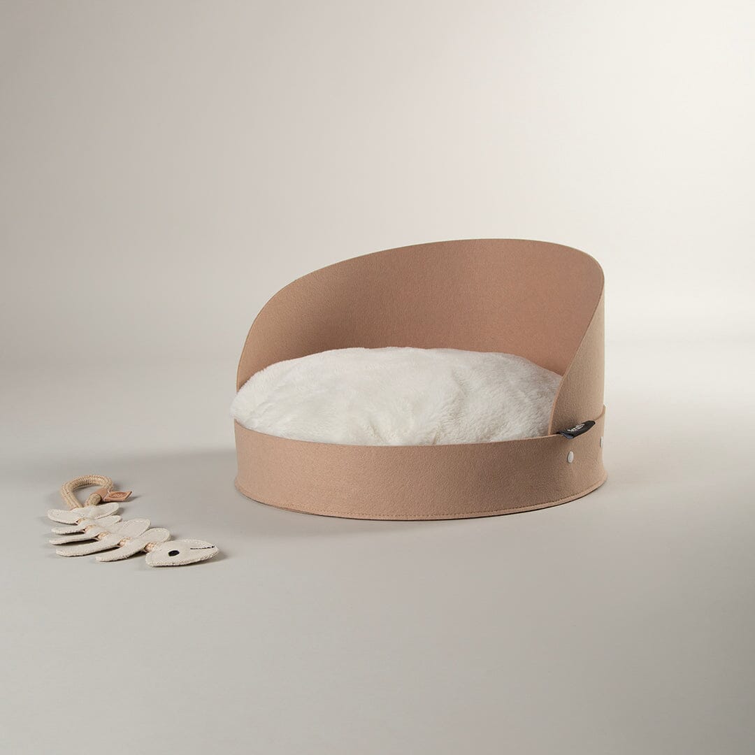 Stockholm Felt Round Cat Bed - Tan Cat Bed Scruffs®