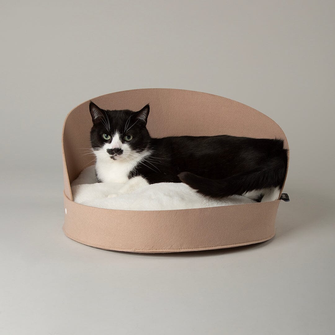 Stockholm Felt Round Cat Bed - Tan Cat Bed Scruffs®