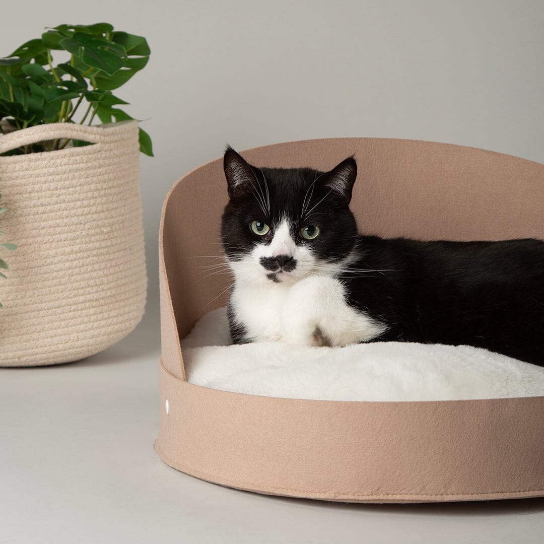 Stockholm Felt Round Cat Bed - Tan Cat Bed Scruffs®
