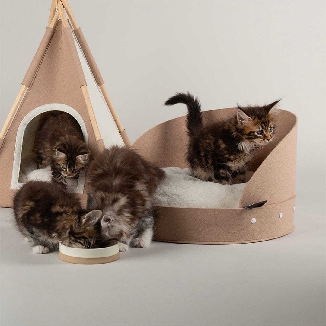 Stockholm Felt Round Cat Bed - Tan Cat Bed Scruffs®