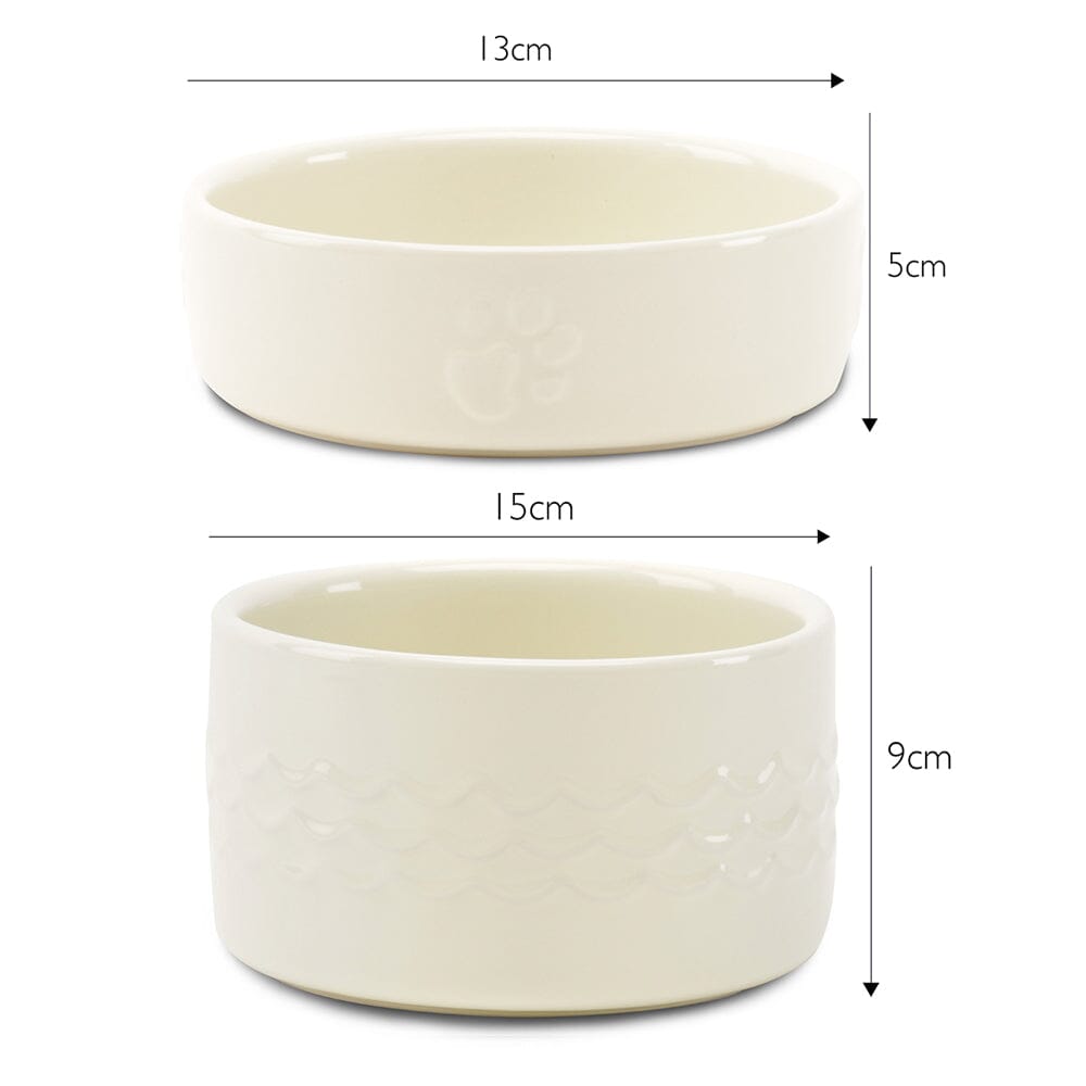 Icon 2 Piece Set 13cm Pet Food & Water Bowl Set - Cream Pet Bowls, Feeders & Waterers Scruffs®