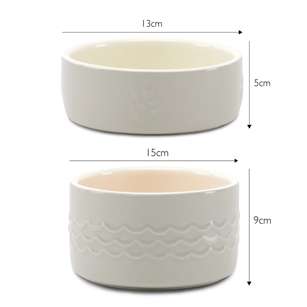 Icon 2 Piece Set 13cm Cat & Small Pet Food & Drink Bowl Set - Light Grey Pet Bowls, Feeders & Waterers Scruffs®