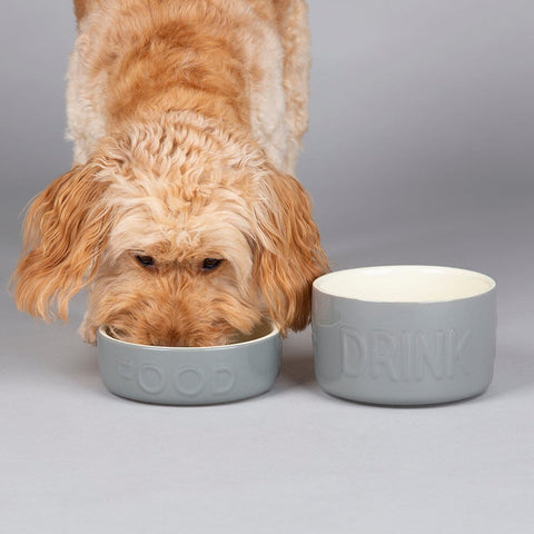Classic 2 Piece Dog Food & Water Bowl Set - 15cm - Grey Pet Bowls, Feeders & Waterers Scruffs® 