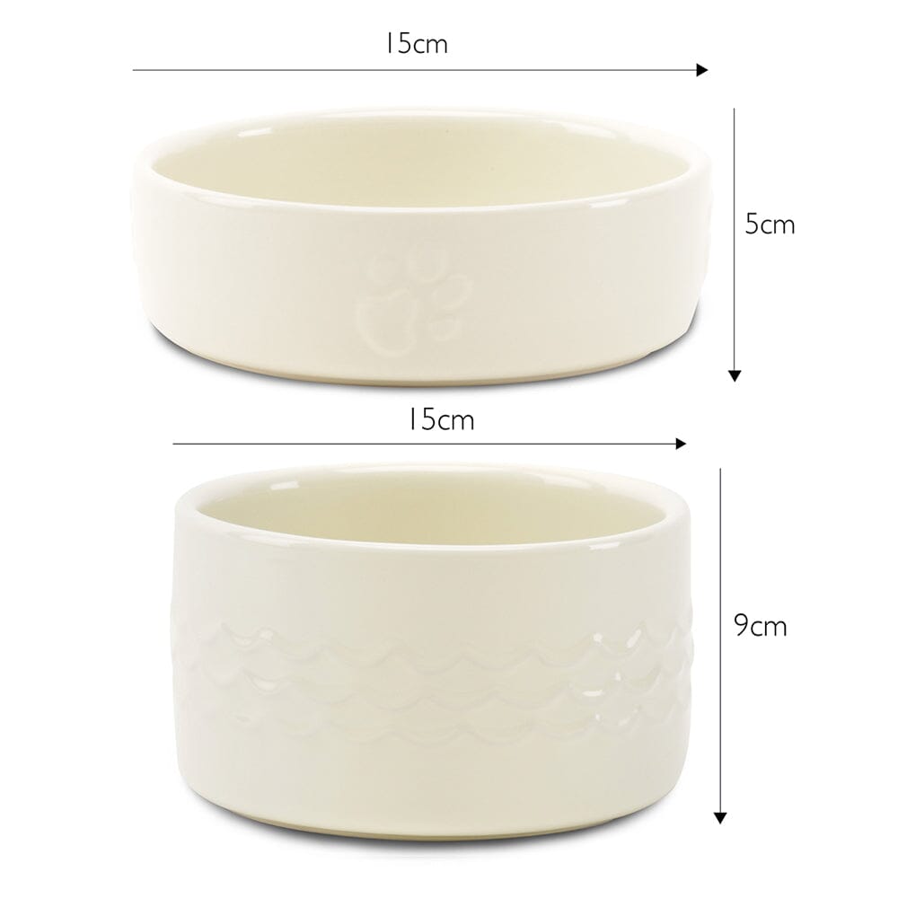 Icon 2 Piece Pet Food & Water Bowl Set - 15cm - Cream Pet Bowls, Feeders & Waterers Scruffs®