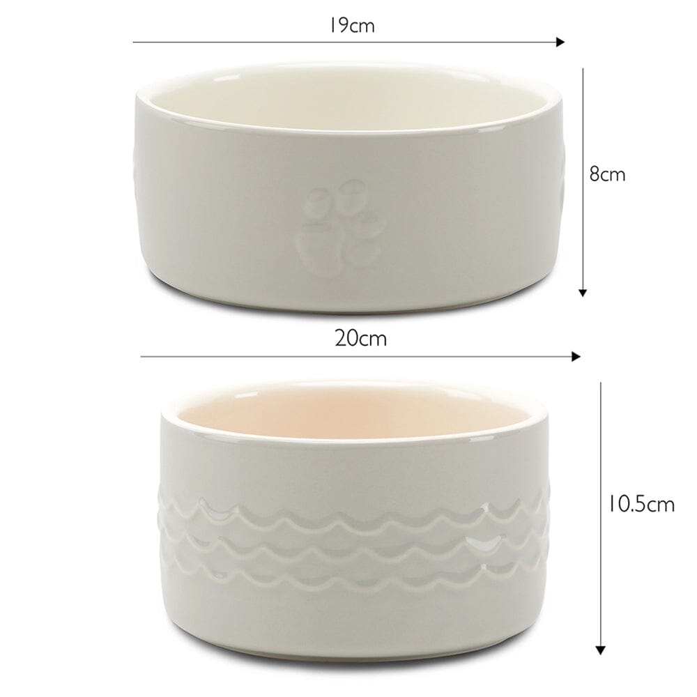 Icon 2 Piece Pet Food & Water Bowl Set - 19cm | 20cm - Light Grey Pet Bowls, Feeders & Waterers Scruffs®