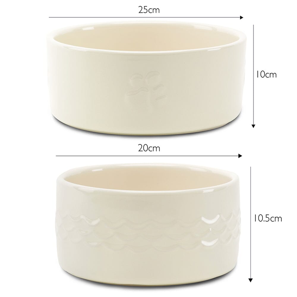 Icon 2 Piece Pet Food & Water Bowl Set - 25cm | 20cm - Cream Pet Bowls, Feeders & Waterers Scruffs®