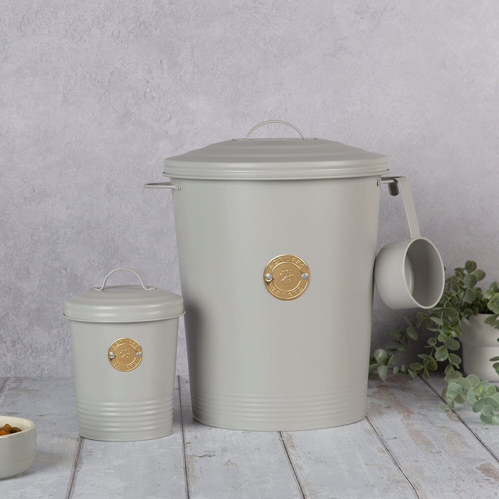 Cantina Steel Storage Pet Food & Treat Canister Set - Light Grey Pet Food Containers Scruffs® 2L/12L